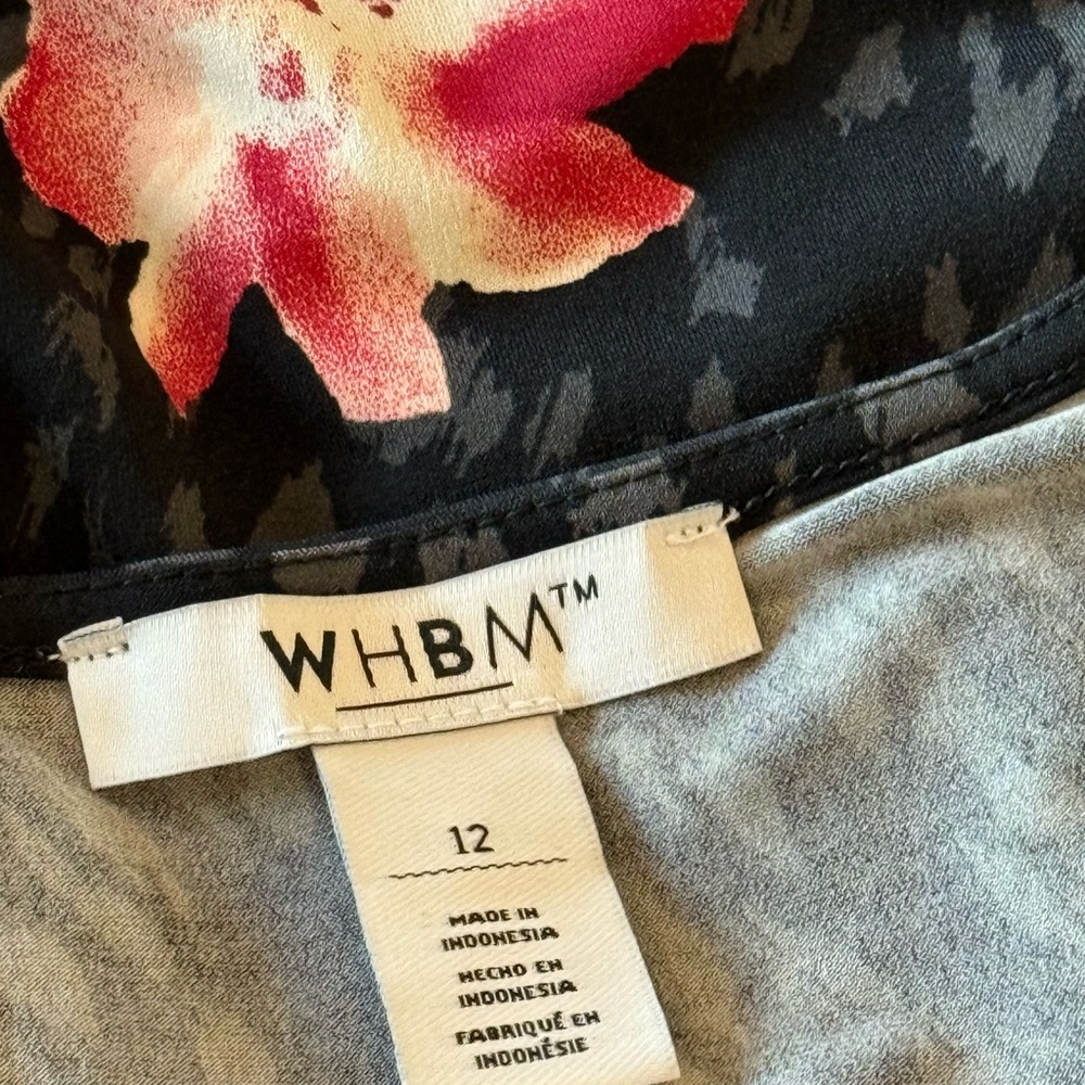 White House Black Market Black and Red Floral Long Sleeve Dress - Picture 6 of 6